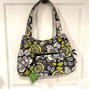 Vera Bradley Quilted Shoulder Bag‎ Floral Citron &  Black White Tote Purse